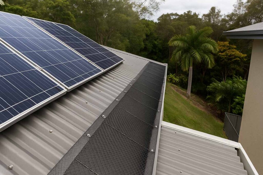 Gutter guard and solar mesh quotes on Cairns roof